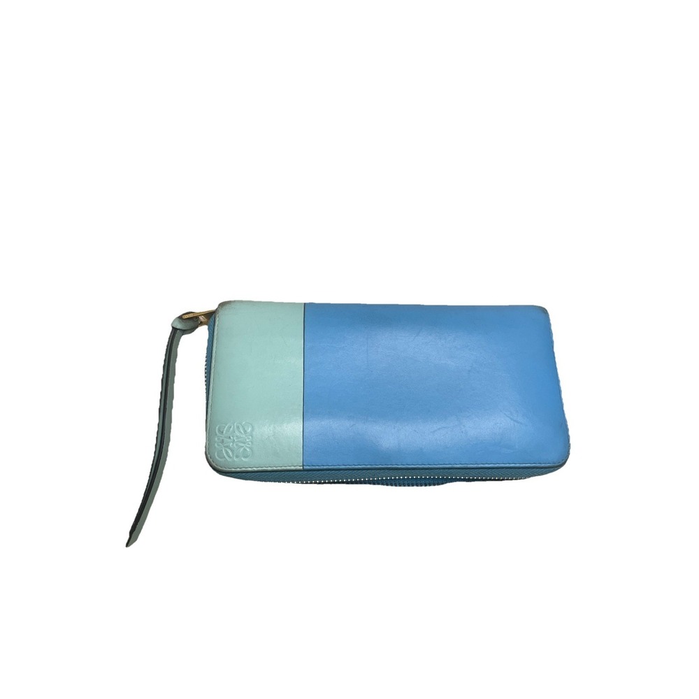 LOEWE Wallet Long Wallet Long Round Zipper Anagram Leather Wallet Sky Blue